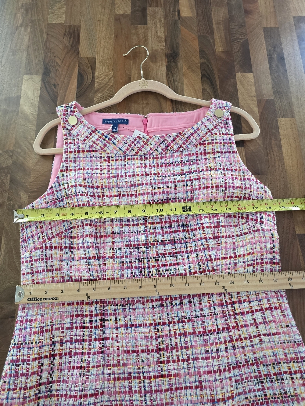 Talbots Pink Multi Ribbon Tweed Shift Dress Size 10 NWT - Picture 9 of 12